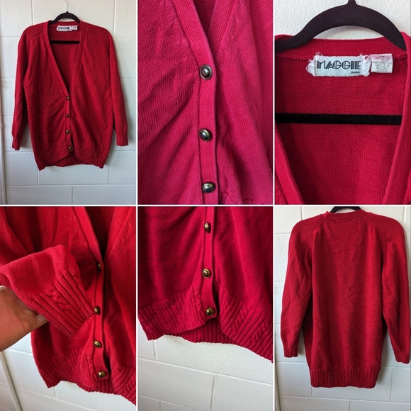 Red vintage cardigan - Size L - Picture 3 of 7